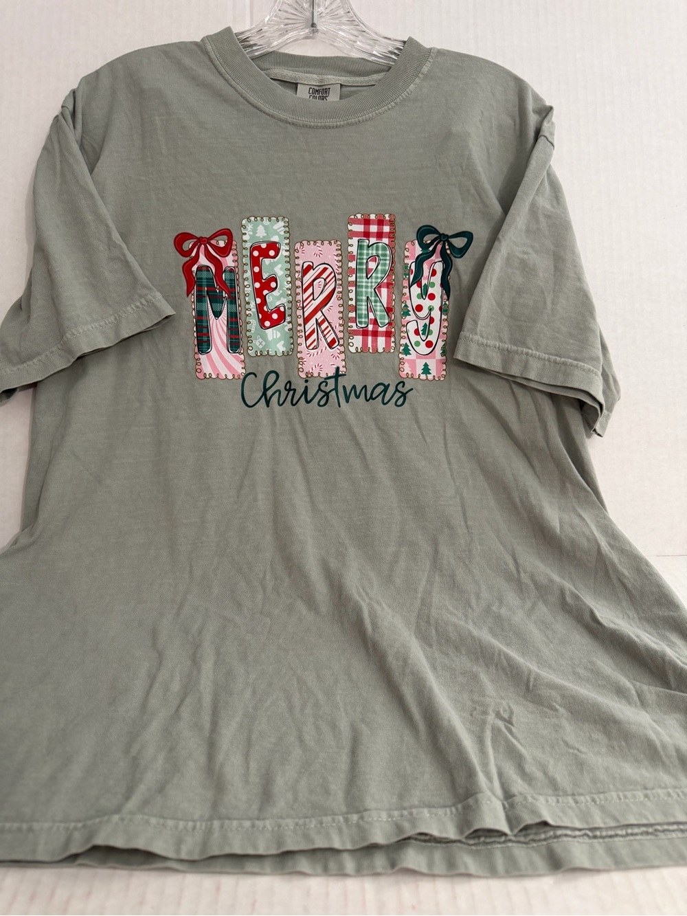 Comfort Colors Sage Green 'MERRY' Graphic Tee